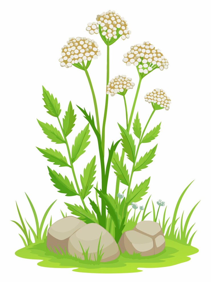 Vector un dibujo de una planta con las palabras "flor silvestre" en ella