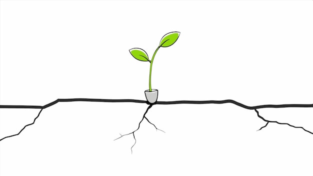 un dibujo de una planta con un pedazo de alambre negro que ha sido cortado en un pedazo del alambre