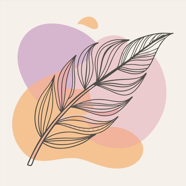 un dibujo de una pluma con un fondo rosa y naranja