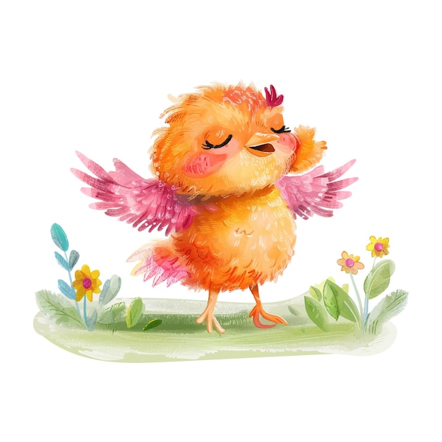 un dibujo de un pollo con alas que dice quot ángel quot