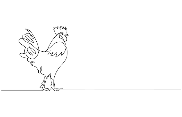 un dibujo de un pollo en un fondo blanco con un dibuja de un gallo