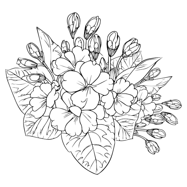 Dibujo de prímula violeta Flor de nacimiento de febrero Dibujo de prímula violeta tatuaje de prímula minimalista