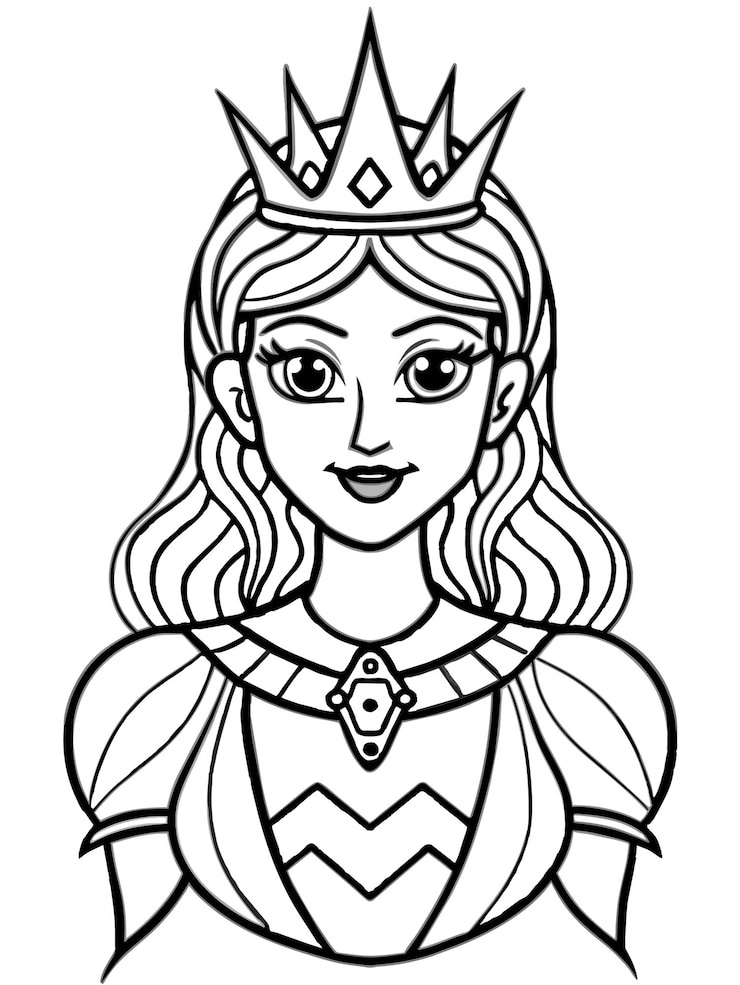 Vector un dibujo de una princesa con una corona en la cabeza