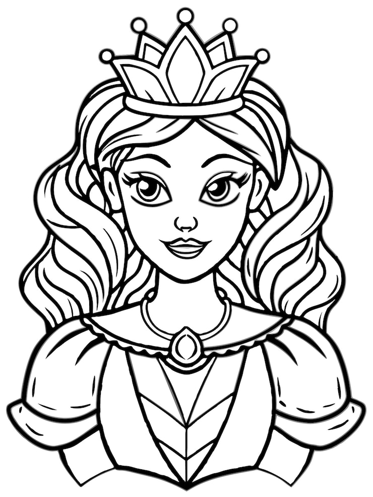 Vector un dibujo de una princesa con una corona y una corona