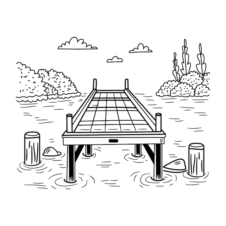 Vector un dibujo de un puente que dice el puente y el puente