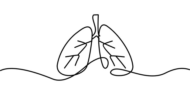 Dibujo de pulmones de una línea