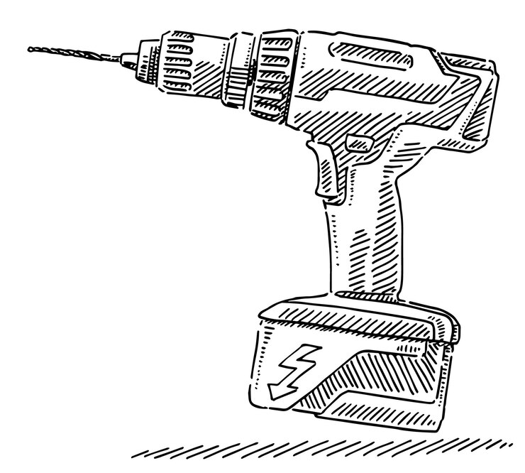 Vector un dibujo de un pulverizador con un destornillador grande en él