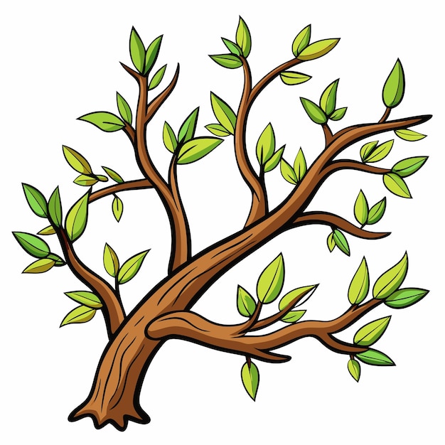 dibujo de ramas de árboles vector de dibujos animados en fondo blanco