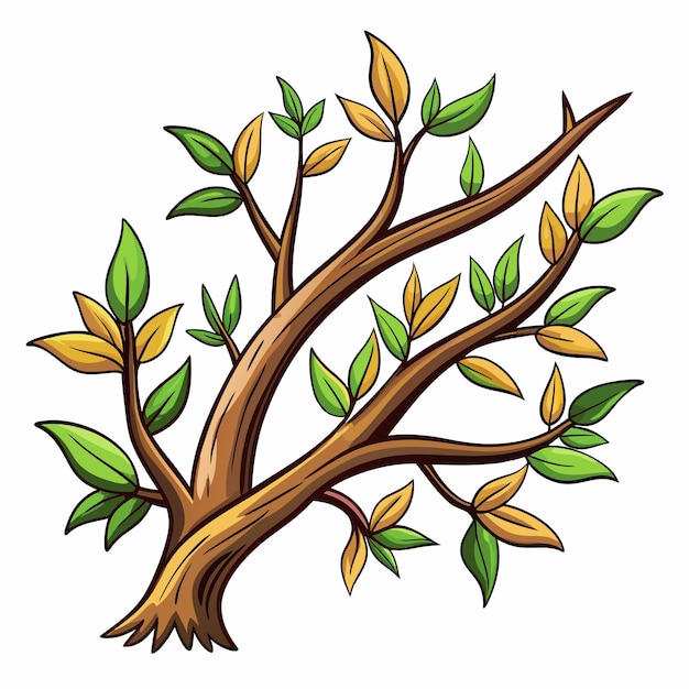 dibujo de ramas de árboles vector de dibujos animados en fondo blanco
