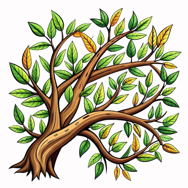dibujo de ramas de árboles vector de dibujos animados en fondo blanco
