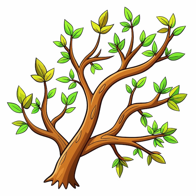 dibujo de ramas de árboles vector de dibujos animados en fondo blanco