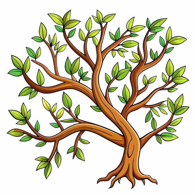 dibujo de ramas de árboles vector de dibujos animados en fondo blanco