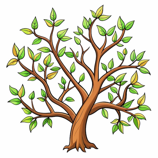 dibujo de ramas de árboles vector de dibujos animados en fondo blanco