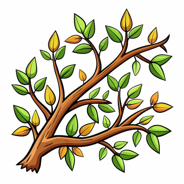 dibujo de ramas de árboles vector de dibujos animados en fondo blanco