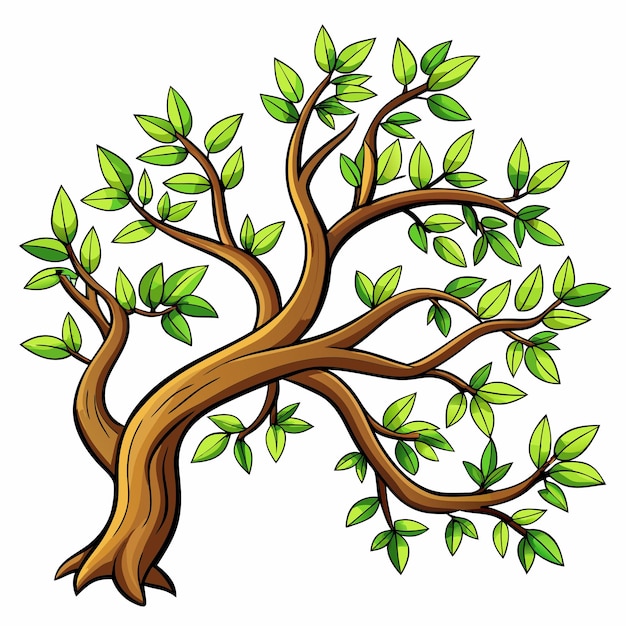 dibujo de ramas de árboles vector de dibujos animados en fondo blanco
