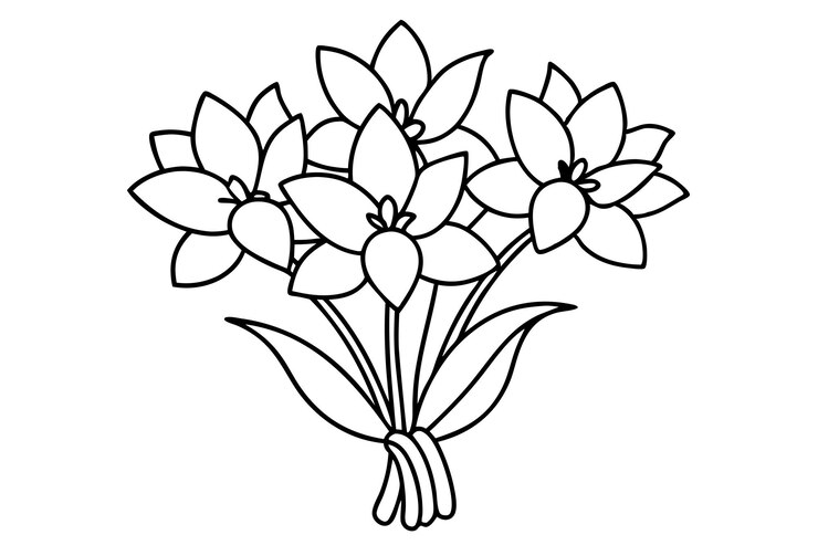 Vector un dibujo de un ramo de flores con las palabras loto en él