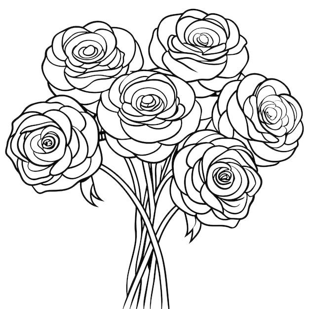 un dibujo de un ramo de rosas con un dibujo De una rosa
