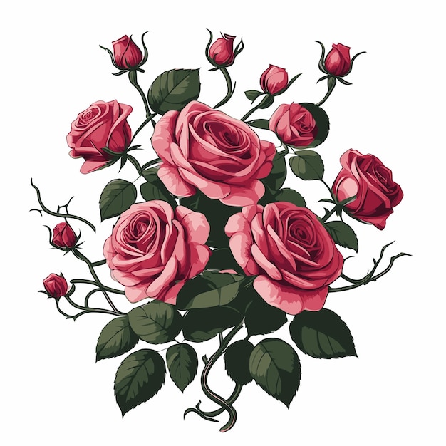 Vector un dibujo de un ramo de rosas con las palabras rosas