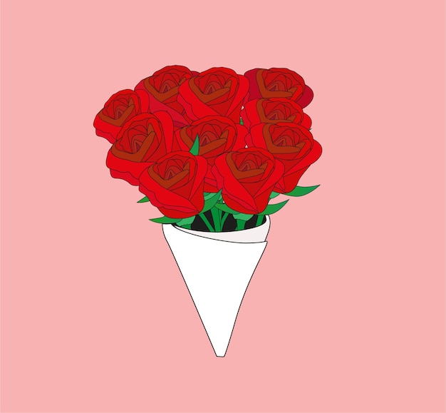 dibujo de un ramo de rosas rojas