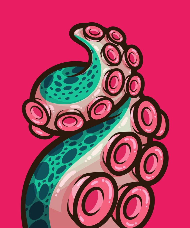 Vector un dibujo de una rana con manchas rosas y verdes.