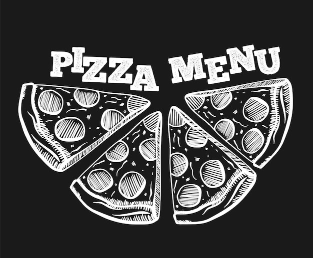 Dibujo de rebanada de pizza vectorial Ilustración de pizza dibujada a mano Ideal para cartel de menú o etiqueta
