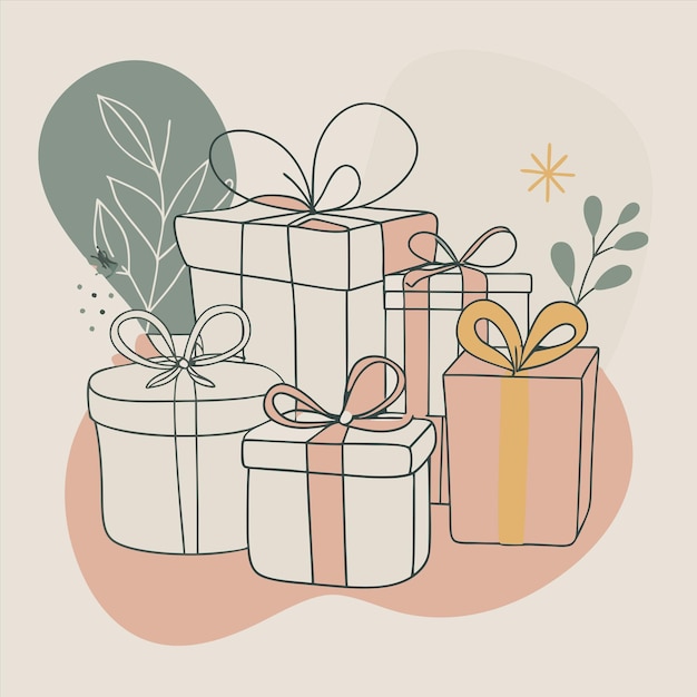un dibujo de un regalo con una cinta verde y rosa