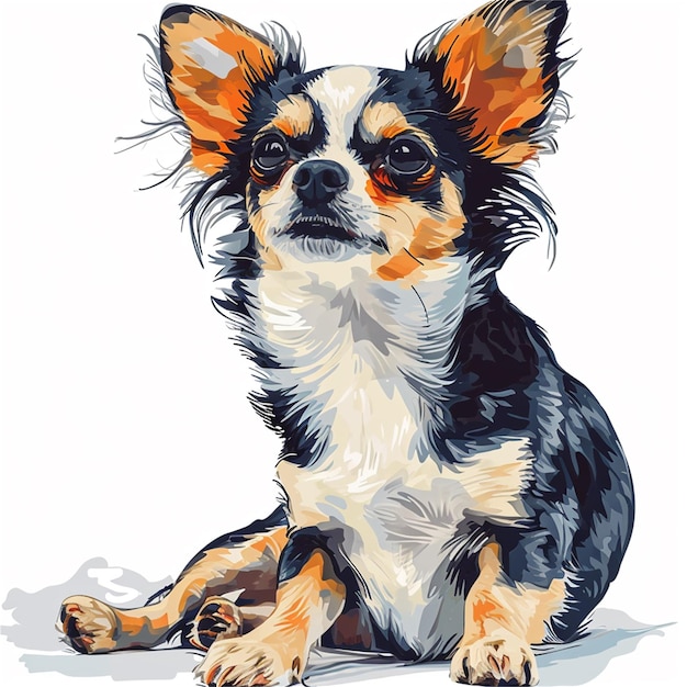 Vector dibujo de retrato de chihuahua en el estilo de dibujos animados de colores ilustraciones hiperdetalladas