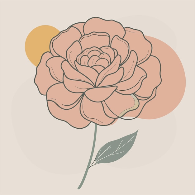 un dibujo de una rosa con una hoja verde