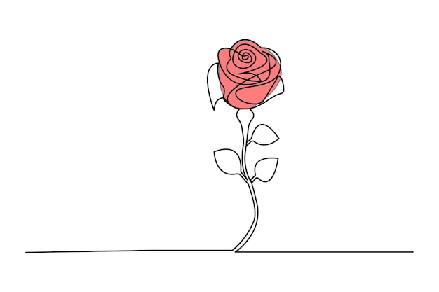 un dibujo de una rosa roja con una línea a través de ella