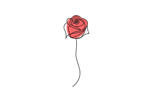 un dibujo de una rosa roja con una línea a través de ella