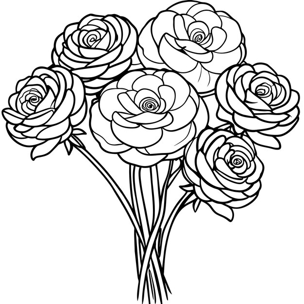 un dibujo de rosas con un dibujado de rosas