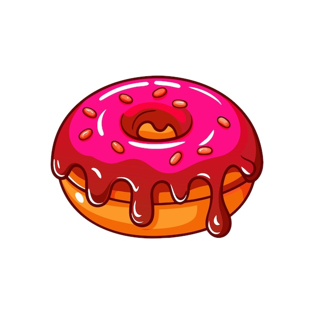 un dibujo de una rosquilla con un glaseado rosa y un agujero en el medio