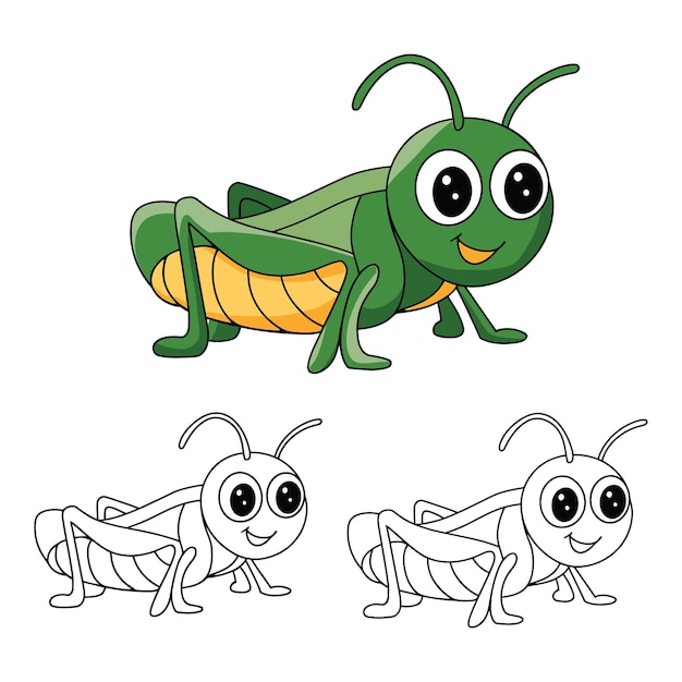Un dibujo de saltamontes para niños libro de colorear