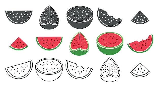 un dibujo de una sandía iconos de sandía rebanada de salud quarteermelon con un dibujo d'una sandía