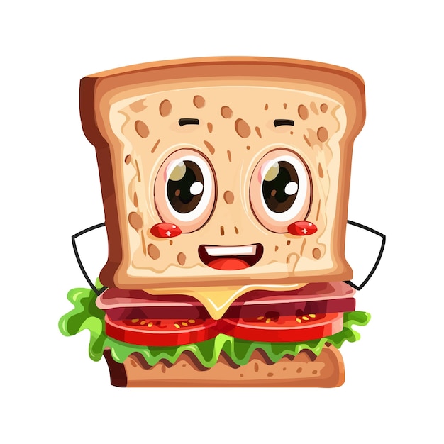 un dibujo de un sándwich con una cara en él