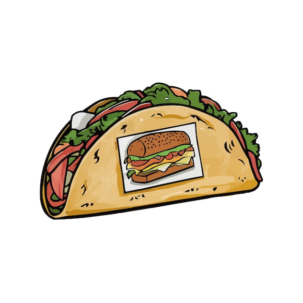 Un dibujo de un sándwich con un cuadrado en él