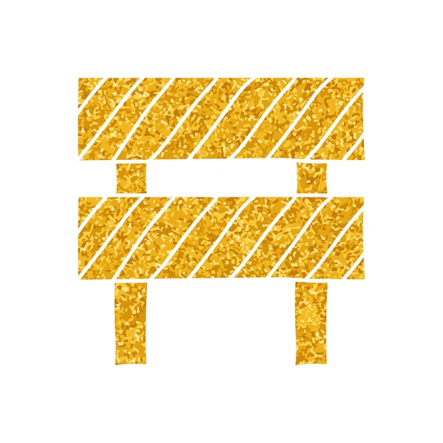 Dibujo de señal de advertencia vial en estilo de color dorado