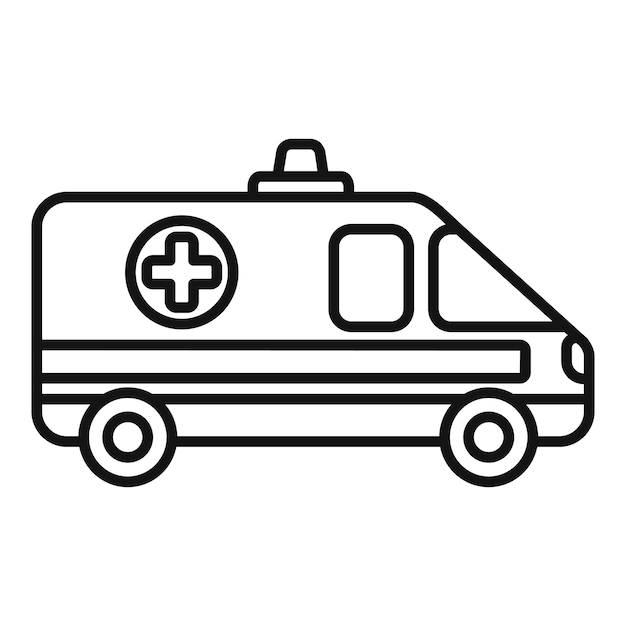 Un dibujo sencillo de una ambulancia que se apresura a proporcionar atención médica