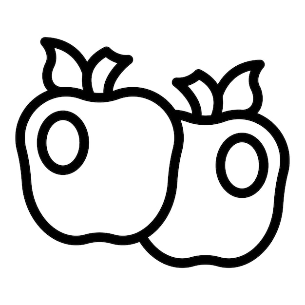 Dibujo sencillo en blanco y negro de dos manzanas ideal para uso educativo y decorativo