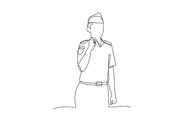Dibujo sencillo continuo de una línea de personas que usan uniforme de trabajo Icono de uniforme de trabajo Concepto minimalista Ilustración vectorial simple Escuela
