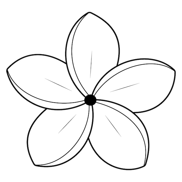 Dibujo sencillo de un contorno de una flor de plumeria