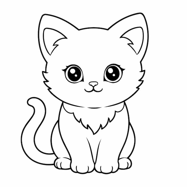 Dibujo sencillo de gatito para niños pequeños página de colorear.