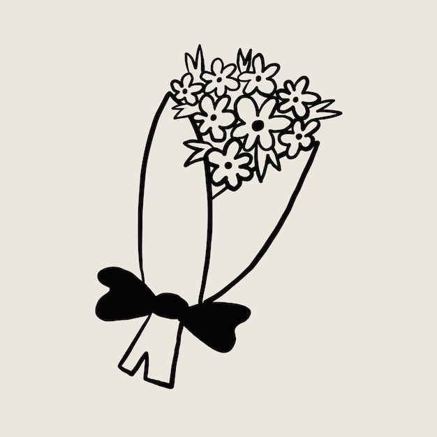 Un dibujo sencillo de un ramo de flores