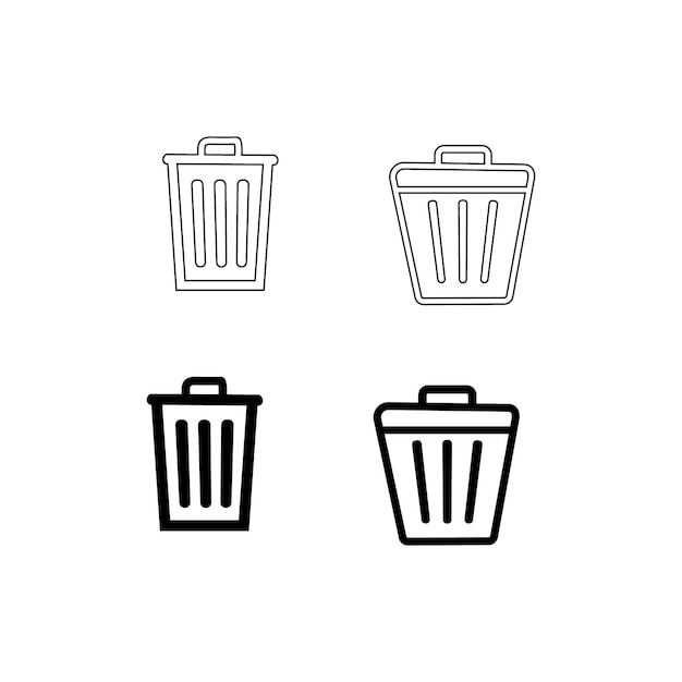 Un dibujo sencillo de tres contenedores de basura