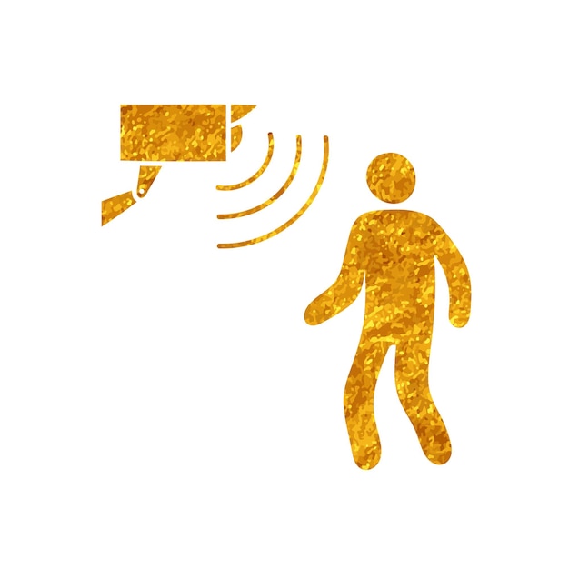 Dibujo del sensor de movimiento en estilo de color dorado
