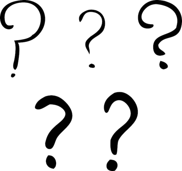 un dibujo de signos de interrogación en un fondo blanco con un signo de interrogante