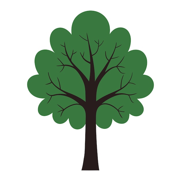 Dibujo de silhueta de árbol de roble Diseño de ilustración vectorial Clipart Eps