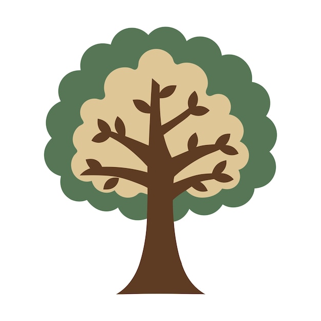 Dibujo de silhueta de árbol de roble Diseño de ilustración vectorial Clipart Eps