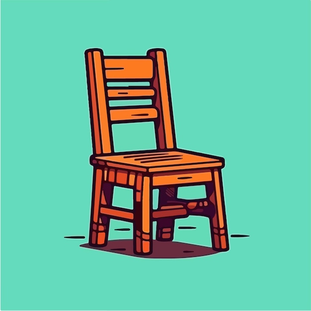 Vector un dibujo de una silla de madera sobre un fondo verde.