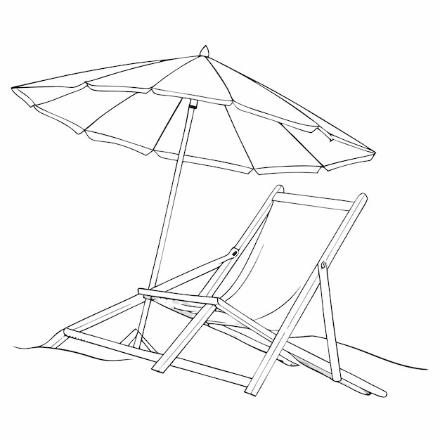 un dibujo de una silla de playa con una silla De playa en la parte inferior